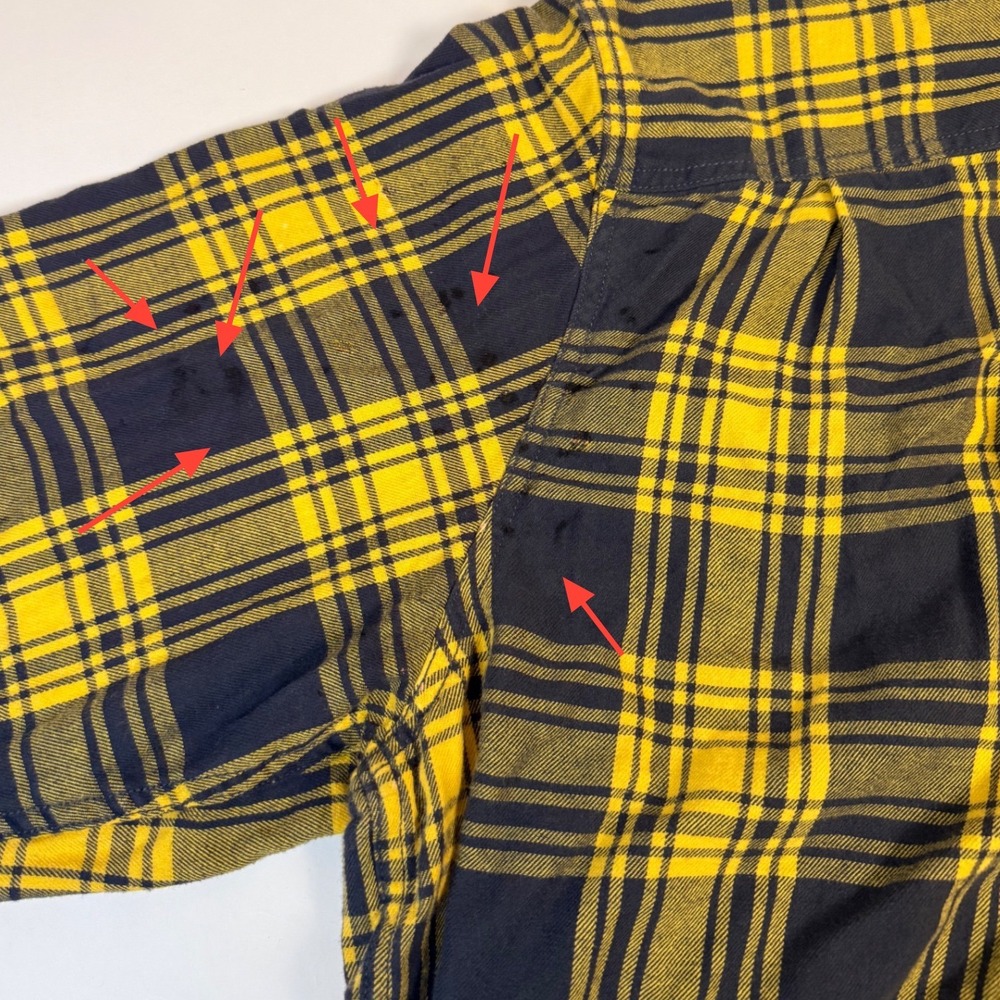 Faded Glory Mens 2XL Yellow Navy Blue Plaid Flannel Shirt Cotton FM46Y049B - Picture 11 of 11